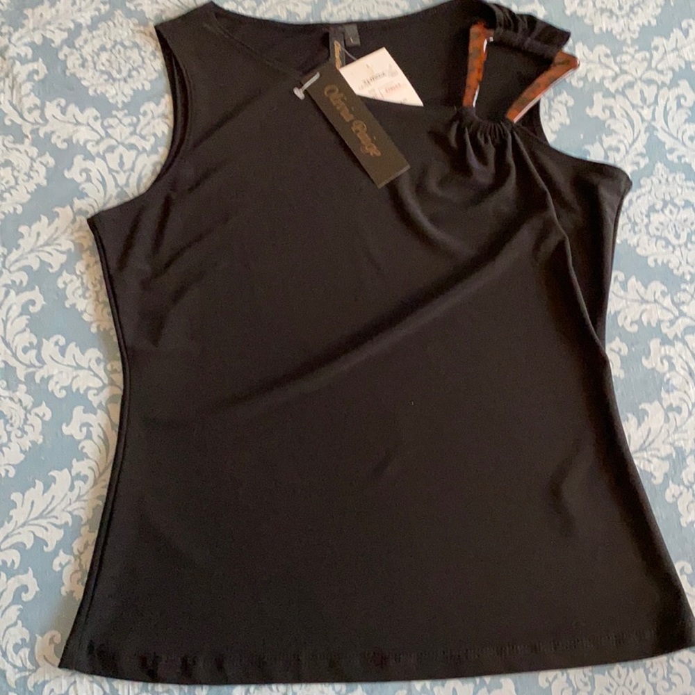 Asymmetrical black sleeveless top